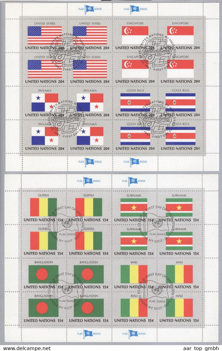 Verwiniget Nationen NY Lot Mit 12 Verschiedenen Flaggenbogen Gestempelt - Usati