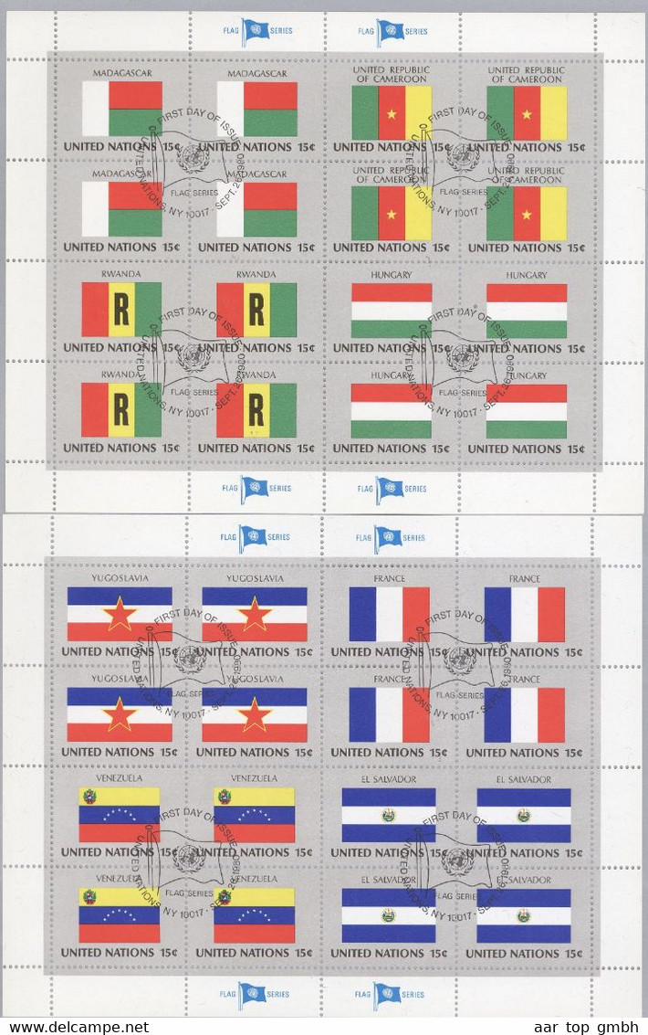 Verwiniget Nationen NY Lot Mit 12 Verschiedenen Flaggenbogen Gestempelt - Gebraucht