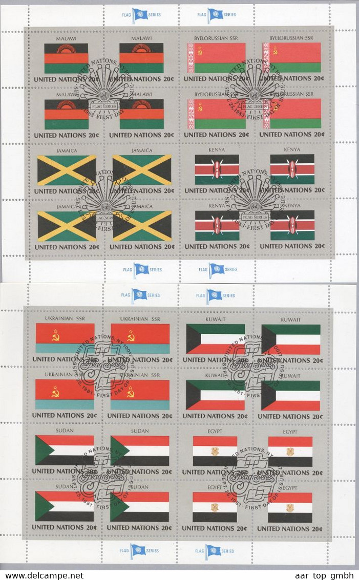 Verwiniget Nationen NY Lot Mit 12 Verschiedenen Flaggenbogen Gestempelt - Gebraucht