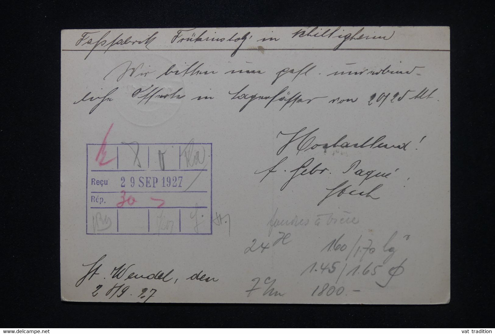 SARRE - Entier Postal De St Wendel En 1927 - L 105067 - Postal Stationery
