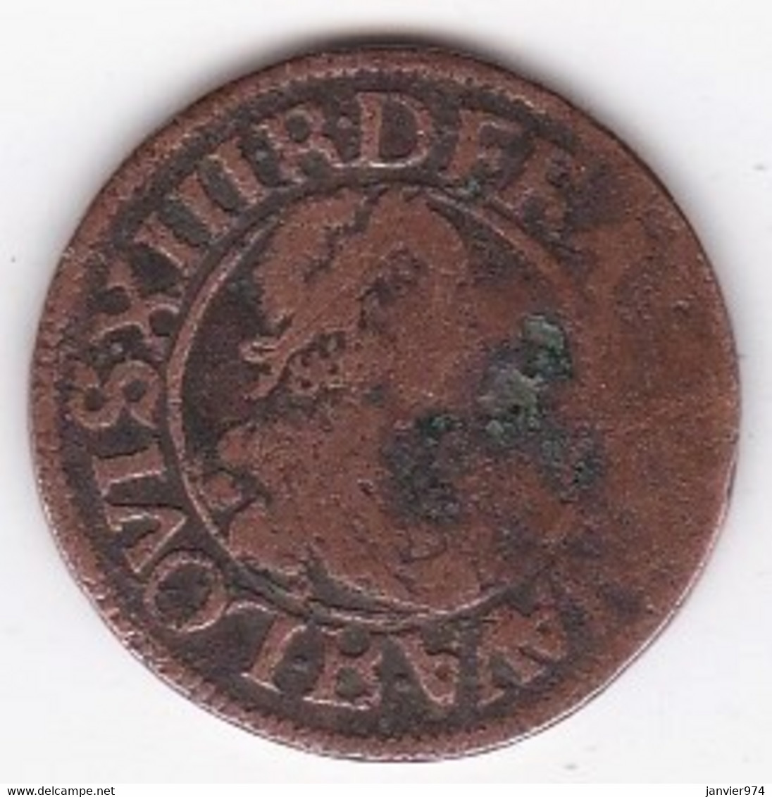 Double-Tournois 1637 R (R à L'envers)  Villeneuve , Louis XIII . Type 9 ,  CGKL# 496 - 1610-1643 Luigi XIII Il Giusto