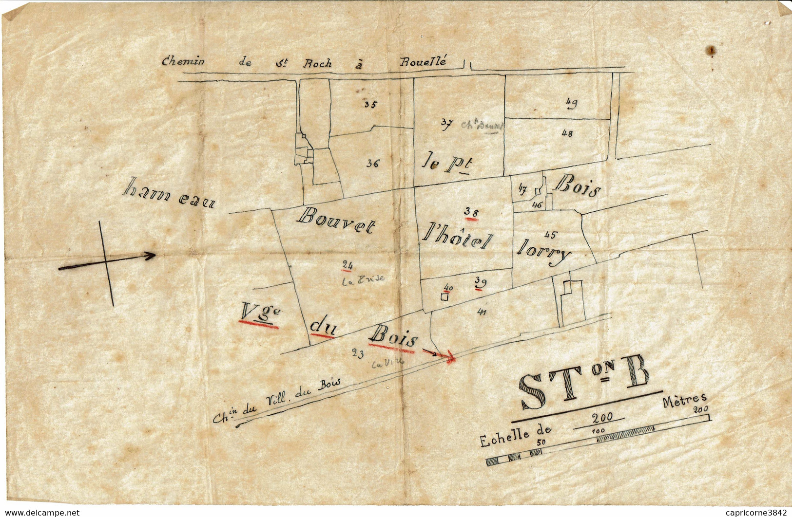 Vers 1930 - Extraits Du Plan Cadastral Section B De La Commune De Saint Roch Sur Egrenne (61350) Orne - Topographische Kaarten