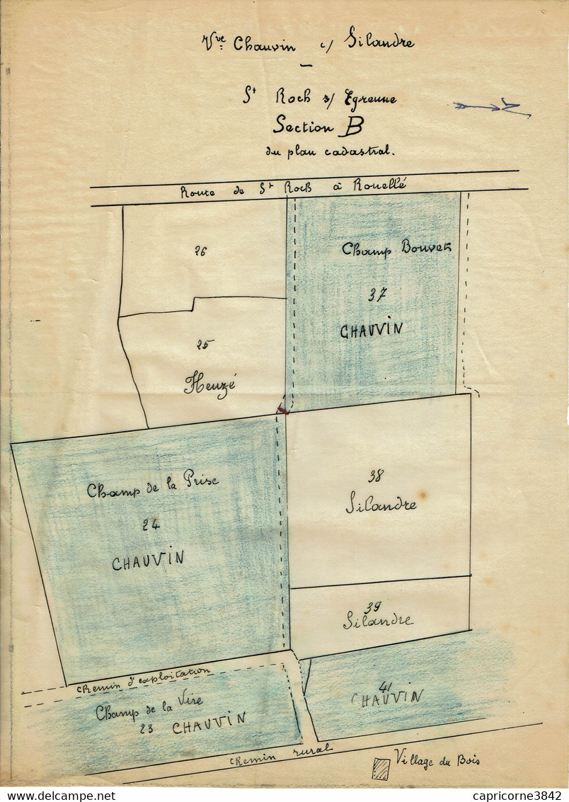 Vers 1930 - Extraits Du Plan Cadastral Section B De La Commune De Saint Roch Sur Egrenne (61350) Orne - Carte Topografiche