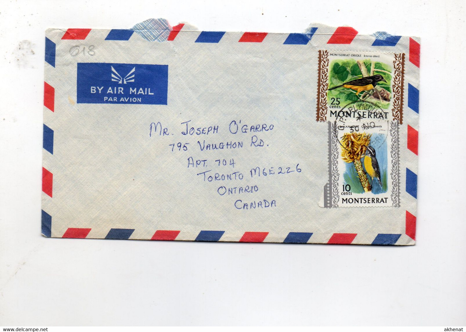 5CRT618 - MONTSERRAT , Lettera Per Il Canada 30.11.1974 - Sparrows