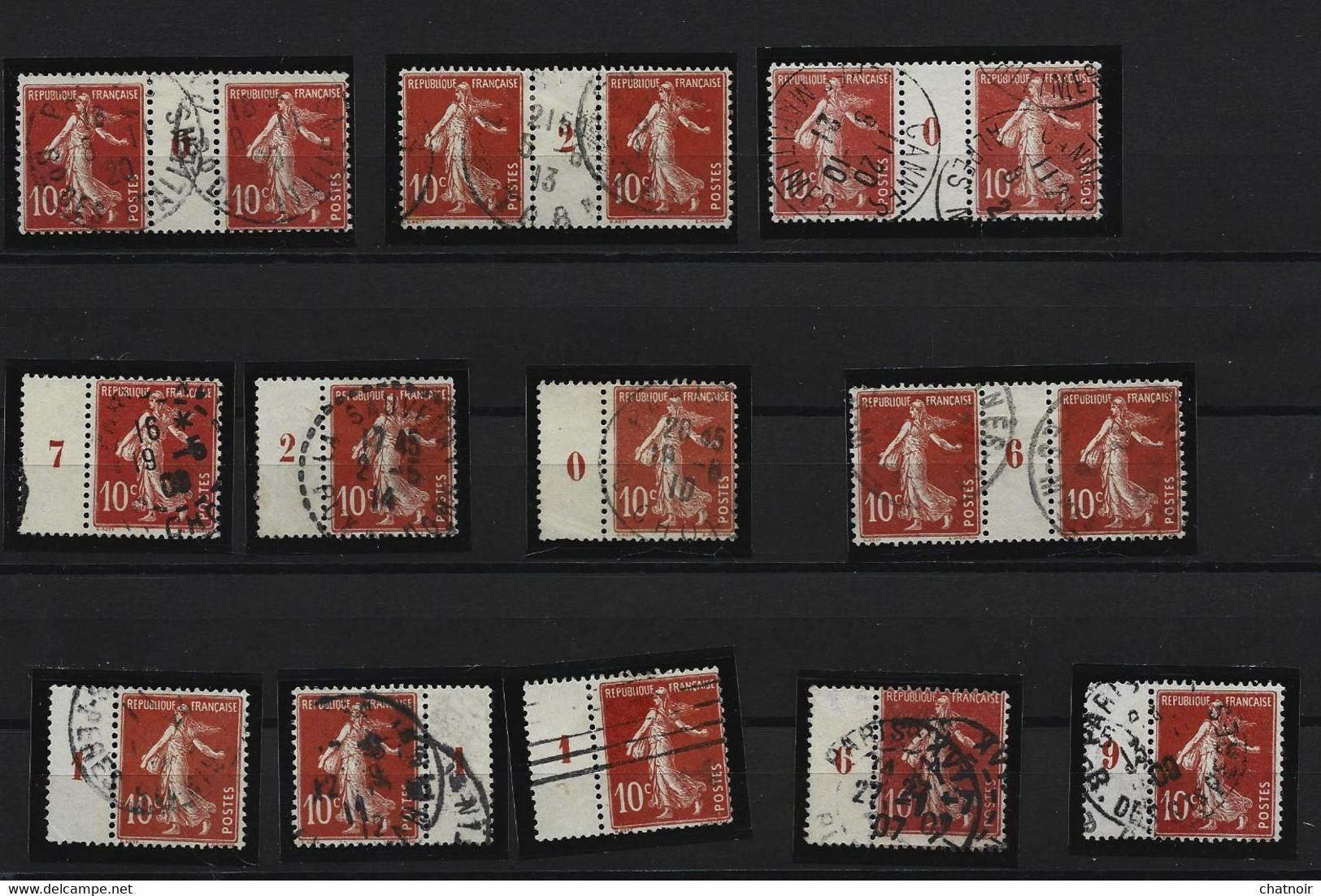 Lot De 10c Semeuse Rouge Oblitérées  Avec Millesime - 1906-38 Semeuse Camée