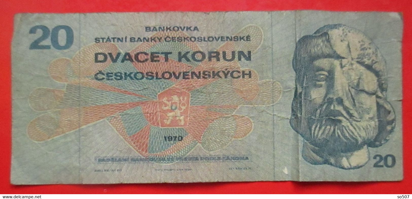 X1- 20 Korun 1970. Czechoslovakia- Twenty Koruna, Jan Zizka,Husite Soldiers, Circulated Banknote - Tchécoslovaquie