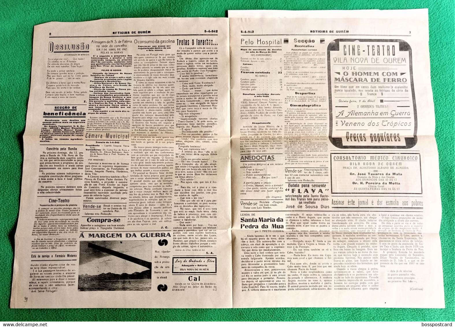 Vila Nova De Ourém - Jornal Notícias De Ourém Nº 442, 5 De Abril De 1942 - Imprensa. Leiria. Santarém. Portugal - Allgemeine Literatur