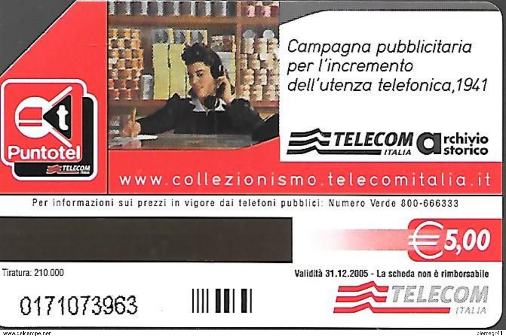CARTE -ITALIE-Serie Pubblishe -Catalogue Golden-5€-COL TELEFONO-31/12/2005-Utilisé-TBE- - Public Precursors