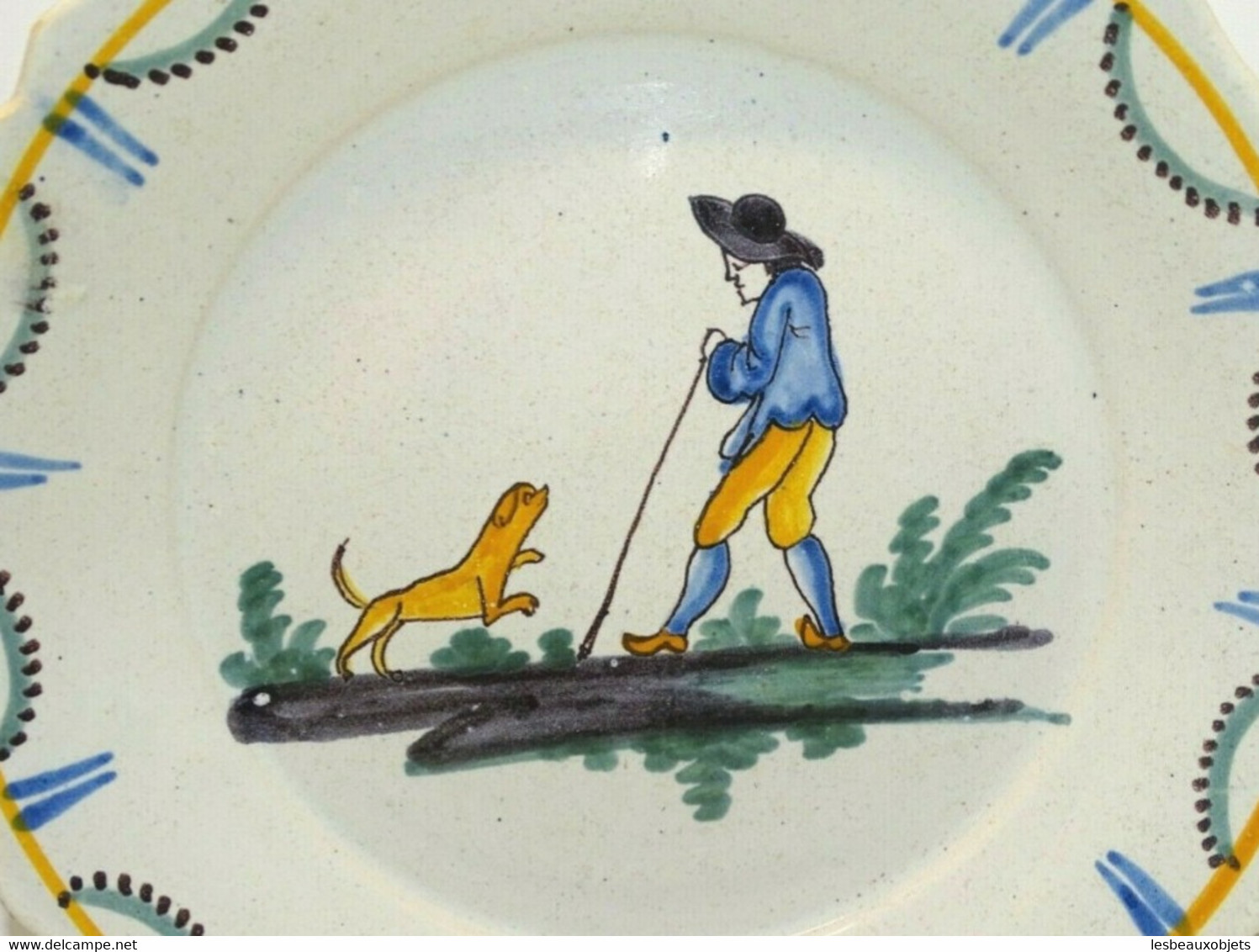 BELLE ASSIETTE XVIIIe BERGER Et SON CHIEN NEVERS BEL ETAT COLLECTION CERAMIQUE Déco Vitrine - Nevers (FRA)