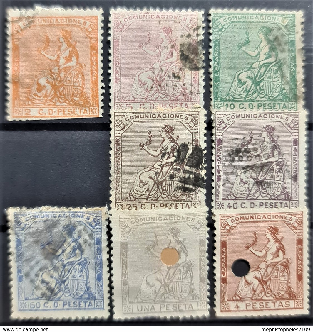 SPAIN 1873 - Canceled - Sc# 191-193, 195-199 - Oblitérés