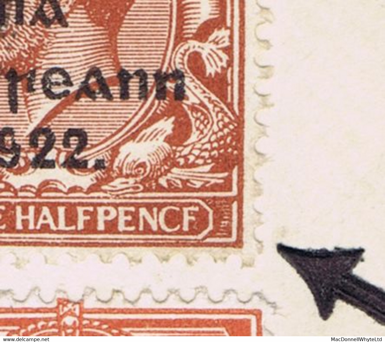 Ireland 1922 Thom Rialtas Ovpt In Black On 1½d Brown Error PENCF For PENCE Used On Registered Cover Dublin 2 FE 23 - Brieven En Documenten