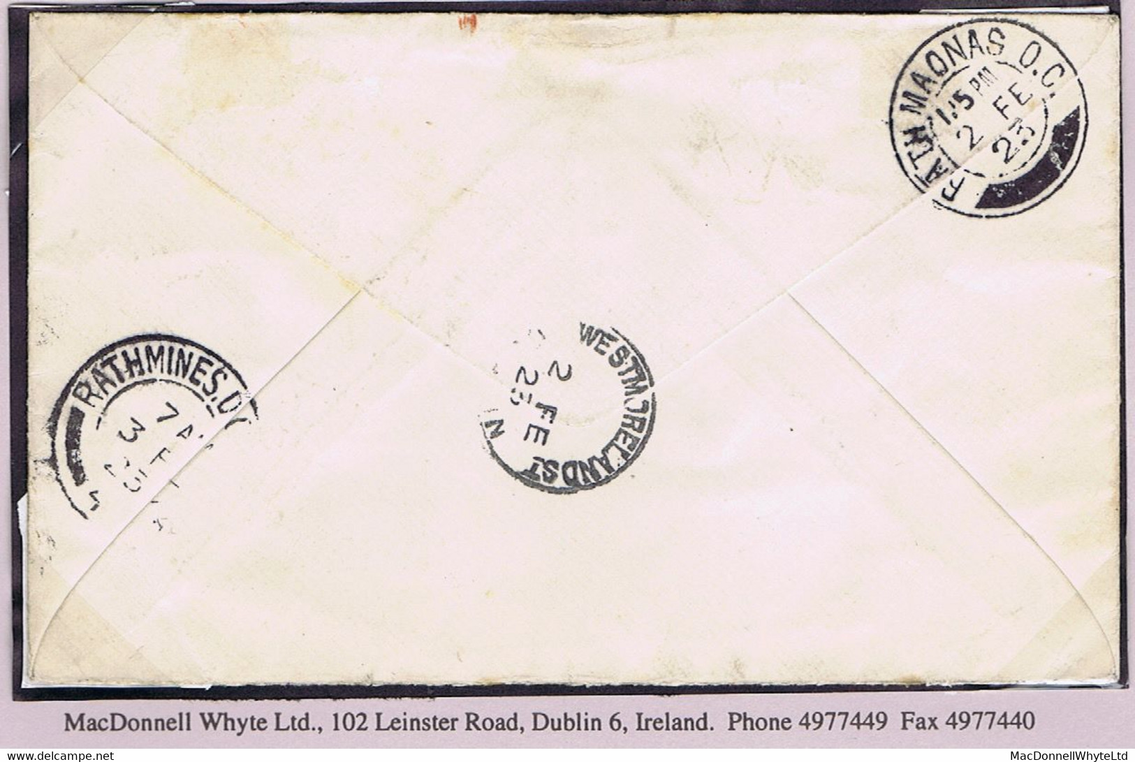 Ireland 1922 Thom Rialtas Ovpt In Black On 1½d Brown Error PENCF For PENCE Used On Registered Cover Dublin 2 FE 23 - Covers & Documents