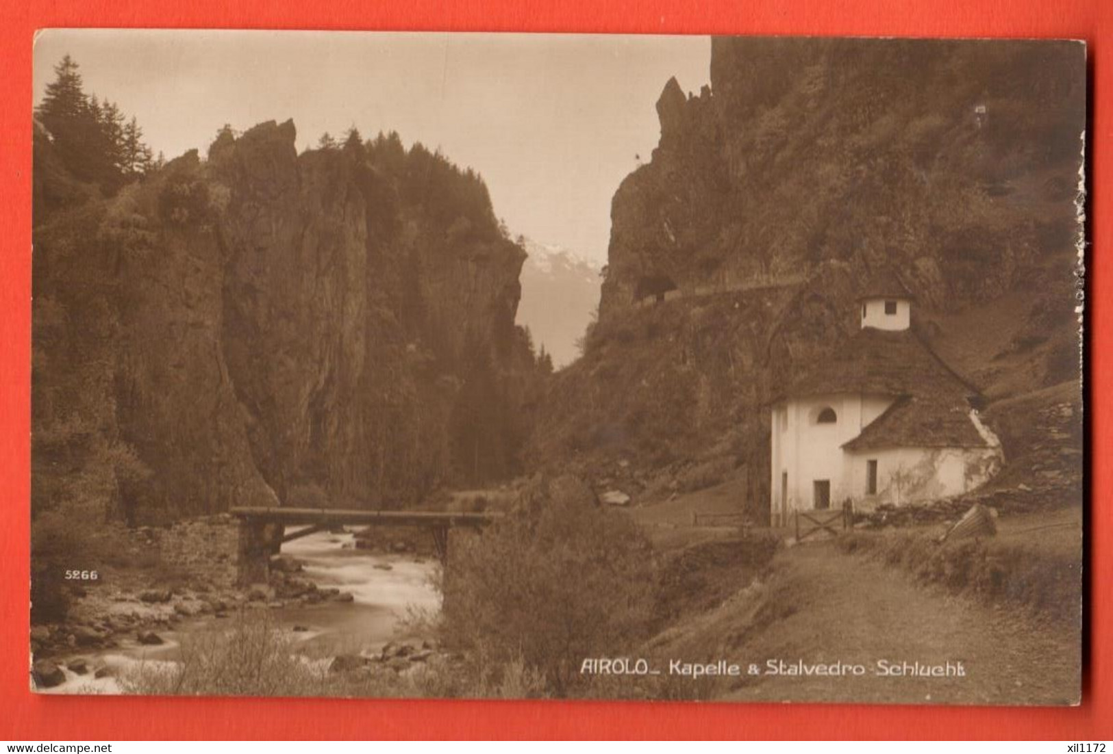 FBC-10  Airolo Kapelle E Stalvedro Schlucht.  Sepia. Perrochet-David 5266. Nicht Gelaufen. - Airolo