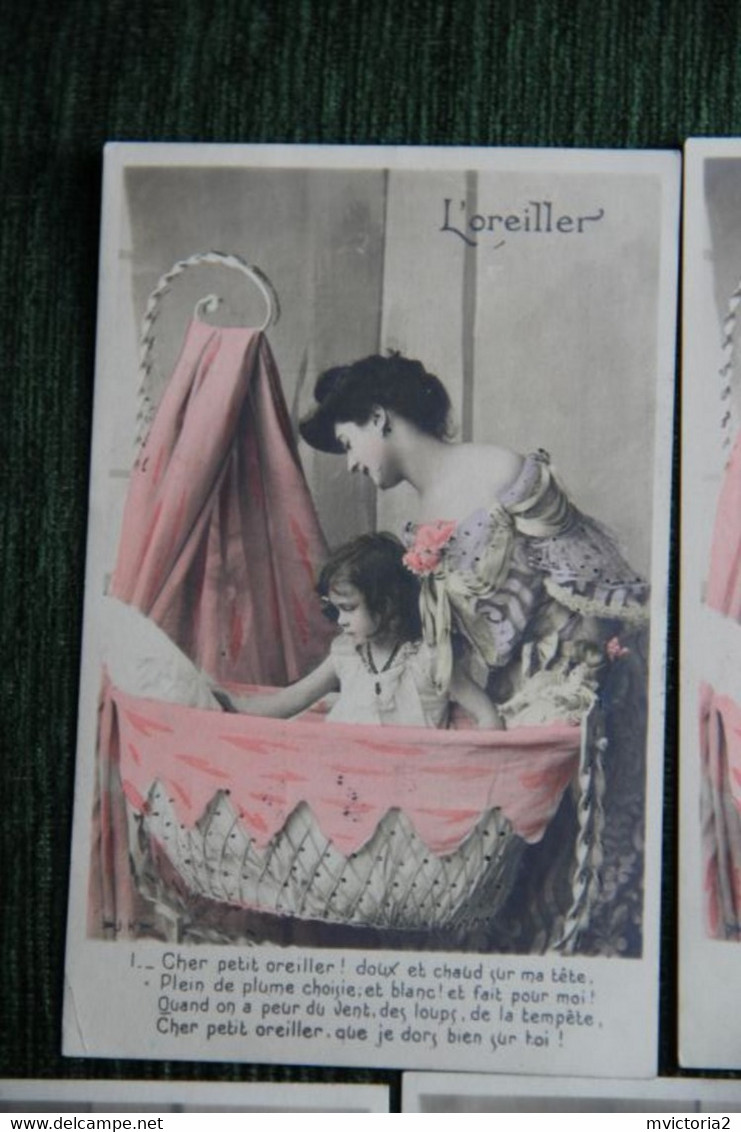 Série De 5 Cartes Postales : L'OREILLER - Collections, Lots & Séries