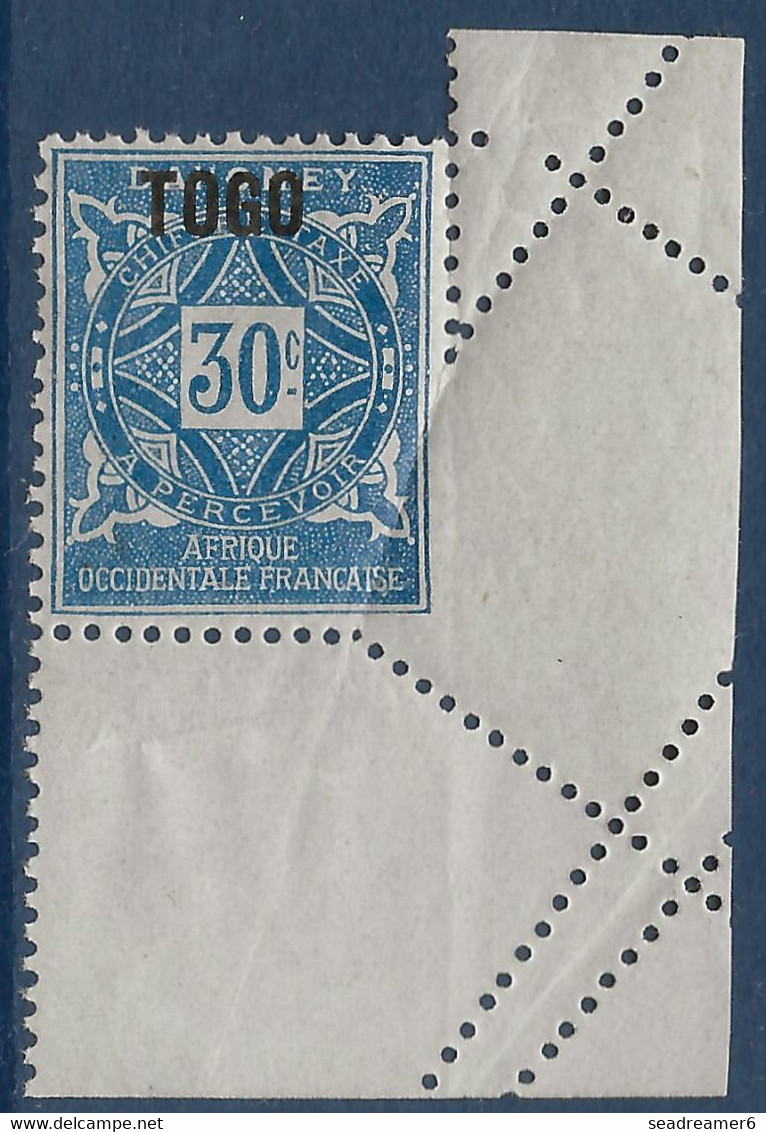 France Colonies Françaises Togo Taxe N°5 30c Bleu CDF Variété ND Partiel Par Pliage RR - Unused Stamps