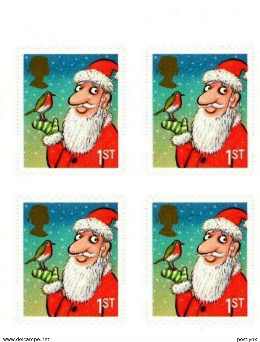 GREAT BRITAIN 2012 Christmas 1st Bird Robin Santa Claus MARG.4-BLOCK ERROR:Intact Matrix GB - Variétés, Erreurs & Curiosités