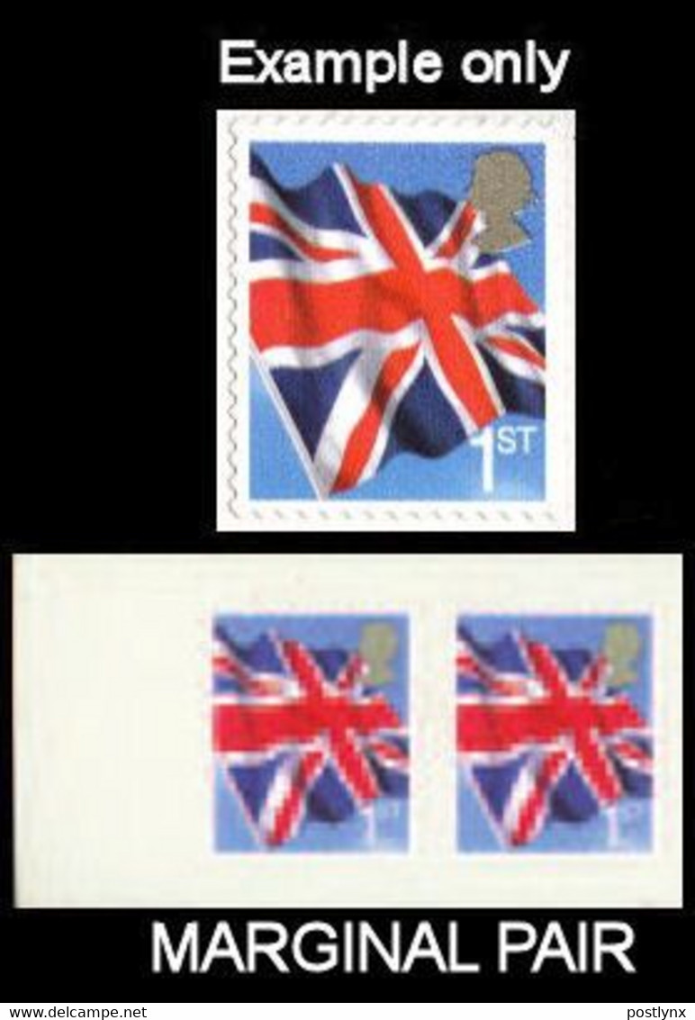 GREAT BRITAIN 2005 Flag Union Jack 1stCl.MARG.PAIR ERROR:no Se-tenant Label Nor With Other Stamp GB - Abarten & Kuriositäten