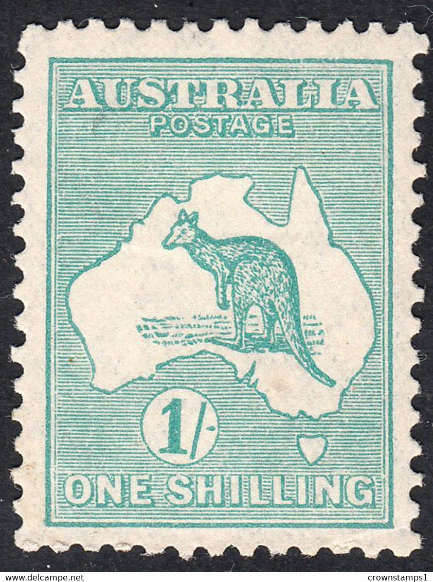 1929 AUSTRALIA KANGAROO 1/- BLUE GREEN / SMALL MULTIPLE WMK (SG#109) MH VF - Ungebraucht