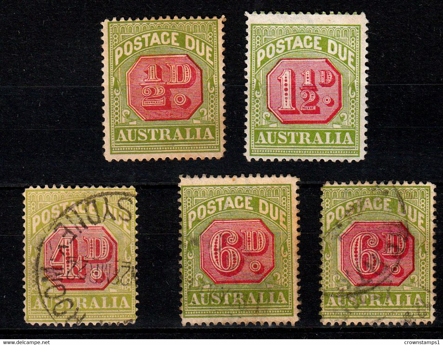 AUSTRALIA POSTAGE DUE 5 VALUES MINT & USED - Segnatasse