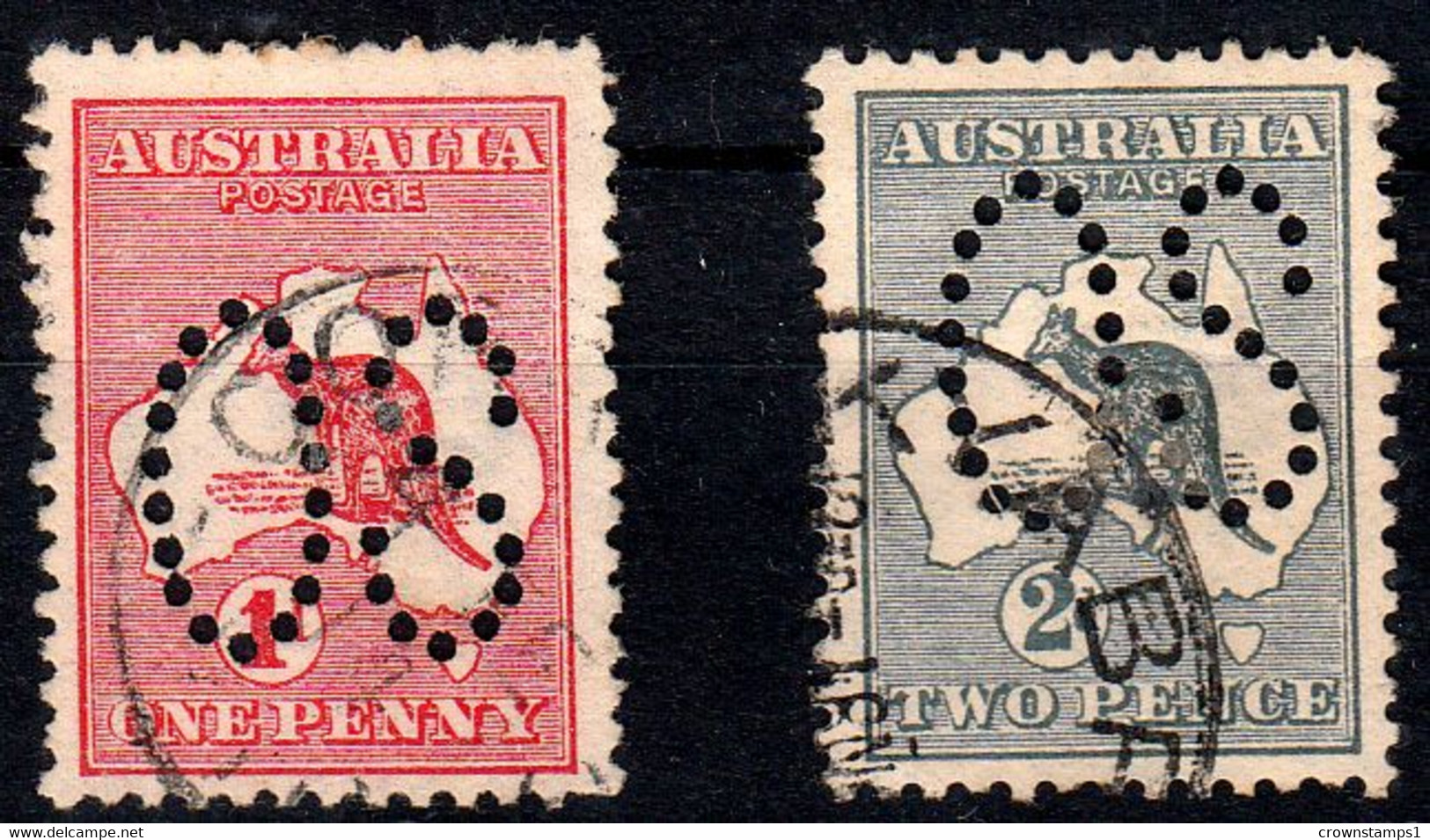 1913 AUSTRALIA KANGAROO OFFICIAL 2 VALUES (SG# O2d-O3) FINE USED - Officials