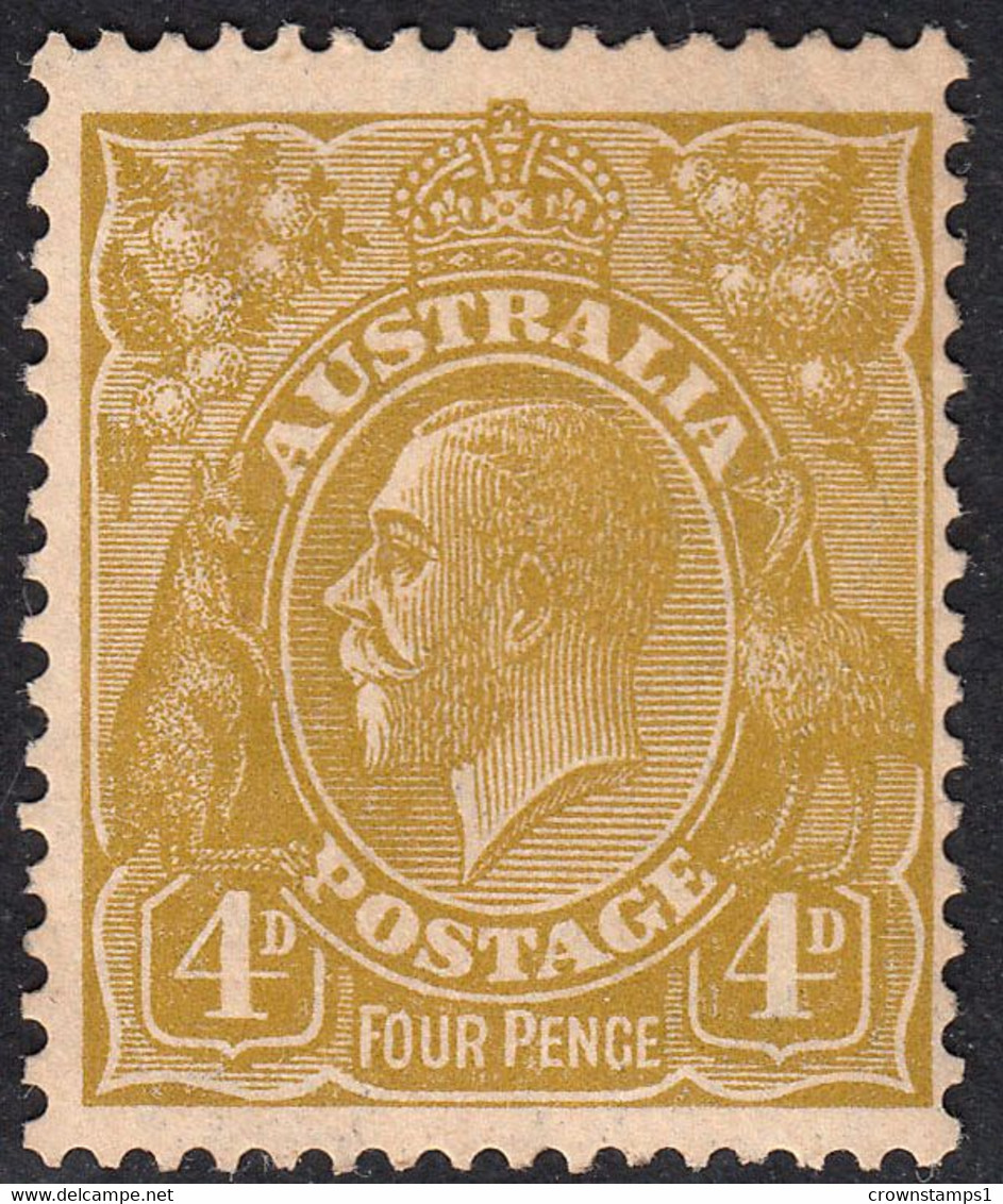 1933 AUSTRALIA KGV 4d YELLOW OLIVE  (SG#129) MH VF - Neufs