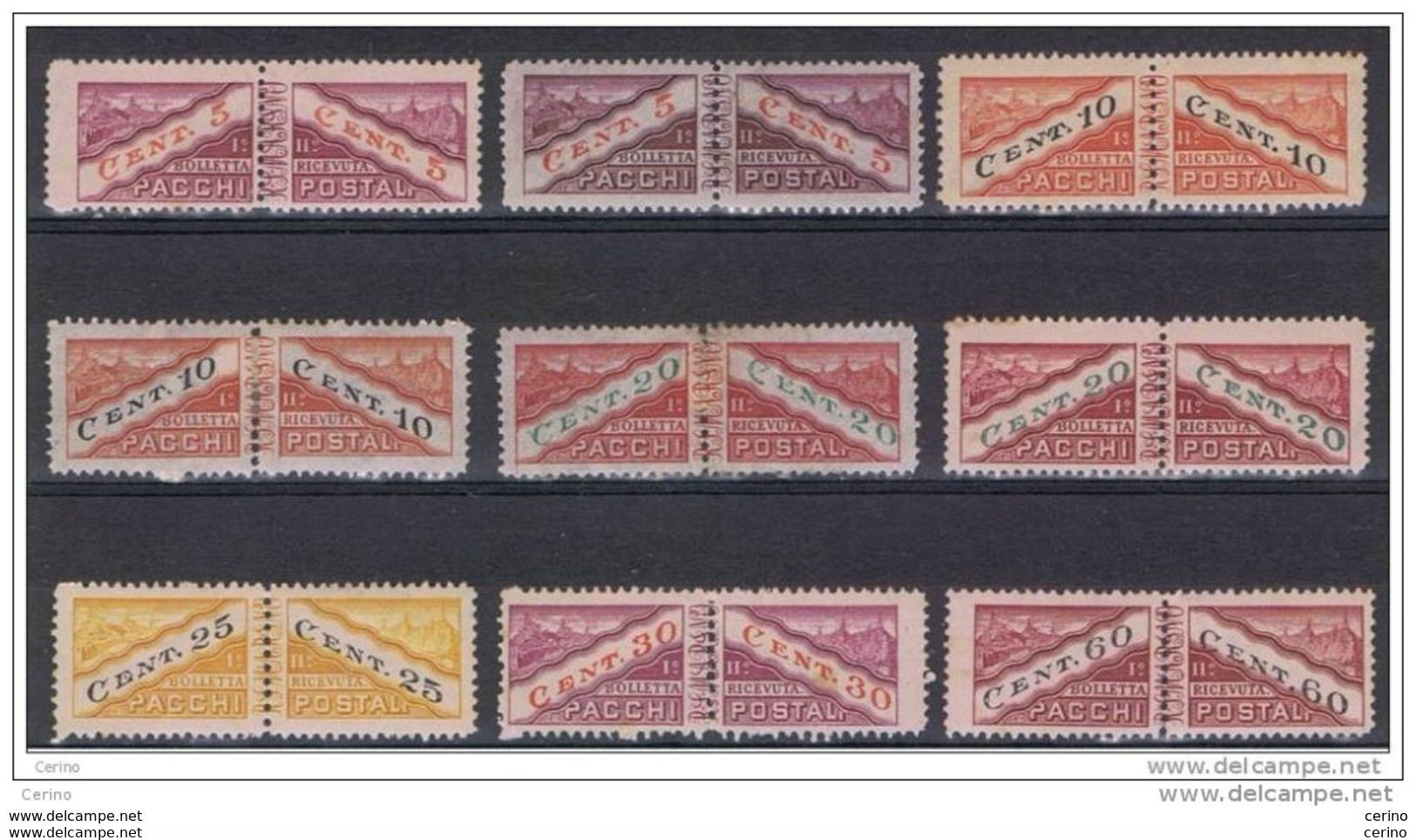 SAN  MARINO:  1945  PACCHI  POSTALI  -  9  VAL. N./L. -  SASS. 16//22 - Parcel Post Stamps