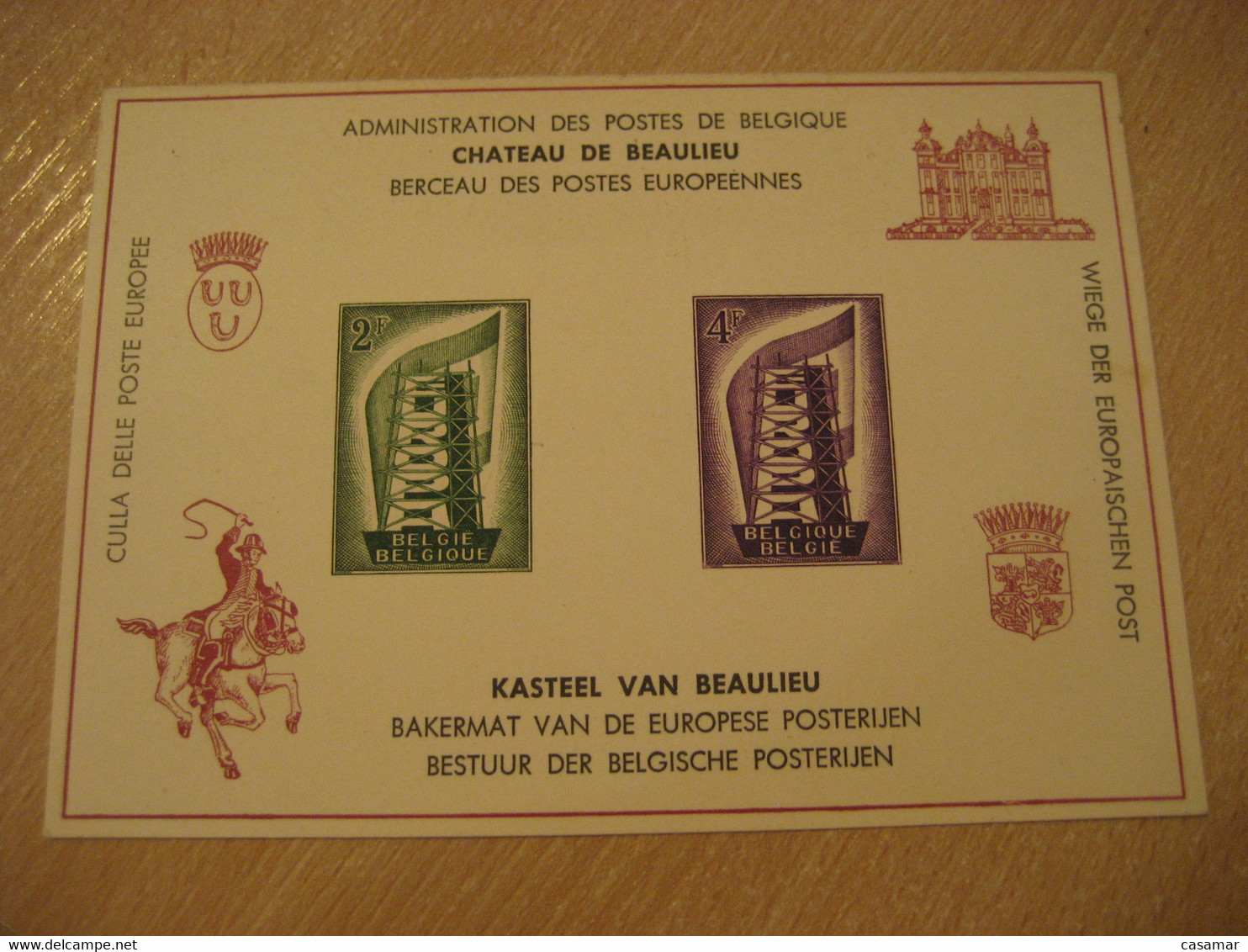 CHATEAU DE BEAULIEU Feuillet De Luxe Europa Europeism Imperforated Sheet Bloc Card BELGIUM - Luxuskleinbögen [LX]