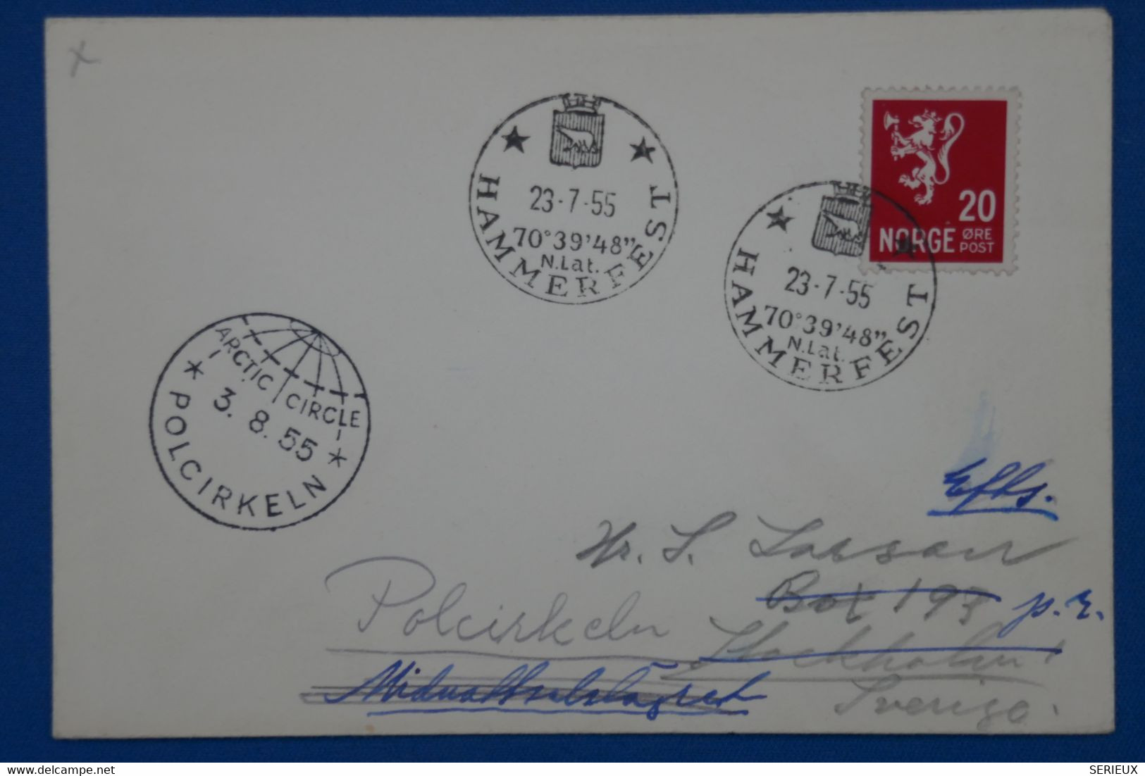 #4  NORVEGE    BELLE LETTRE 1955 HAMMERFEST POUR  LA SUEDE  +AFFRANCH. PLAISANT - Storia Postale