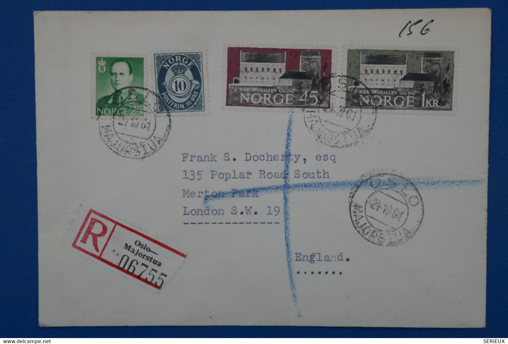 #4  NORVEGE  BELLE LETTRE RECOM.  1961  OSLO   POUR  LONDON G.B  +AFFRANCH. PLAISANT - Brieven En Documenten