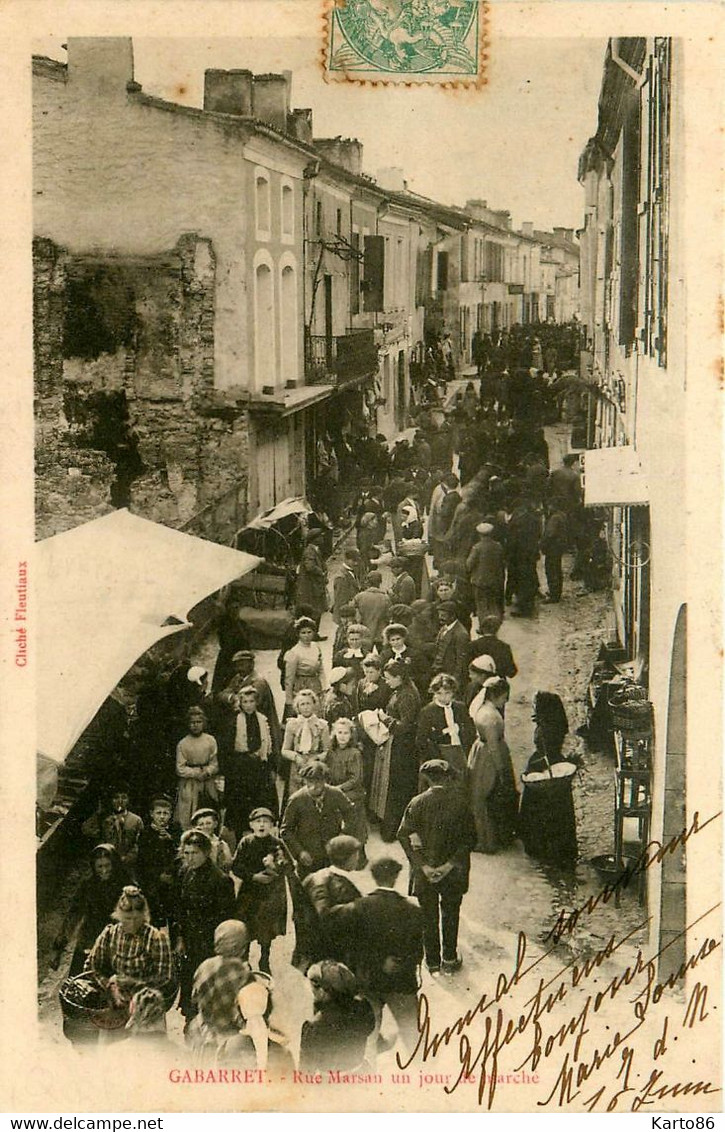 Gabarret * Rue Marsan Un Jour De Marché * Foire Marchands - Gabarret