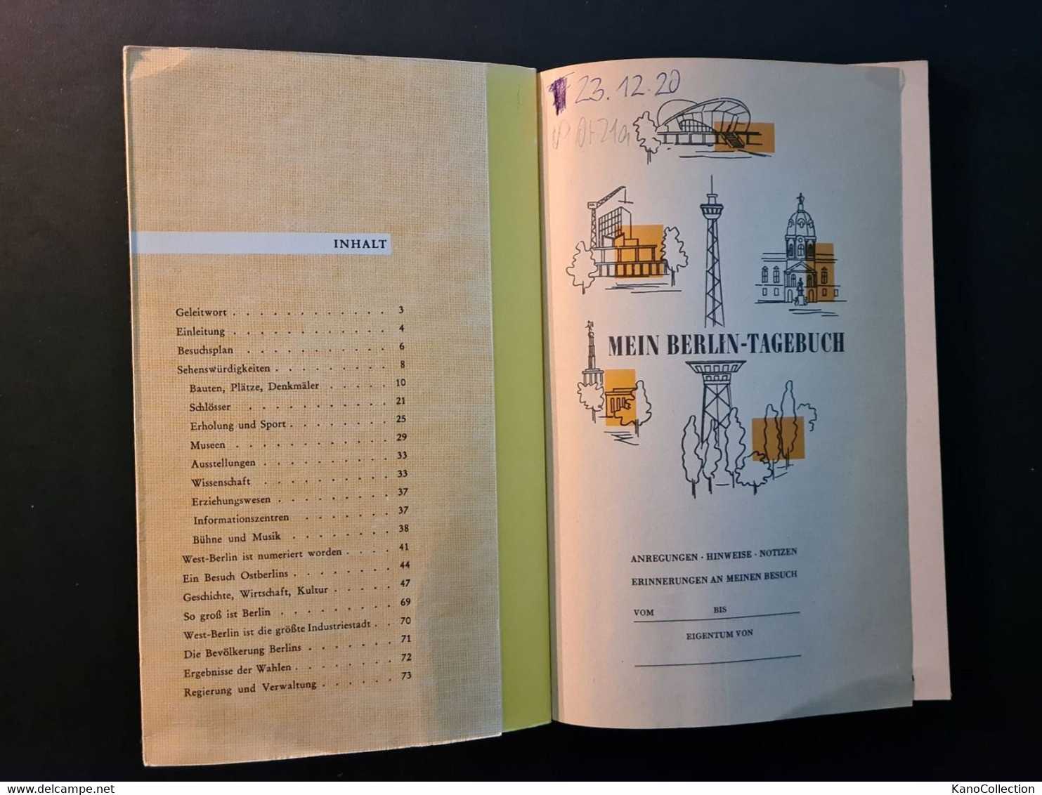 Mein Berlin Tagebuch, Von 1965, 76 Seiten, Mit 2 Berlin-Karten  Und Zahlreichen Abbildungen - Berlijn & Potsdam