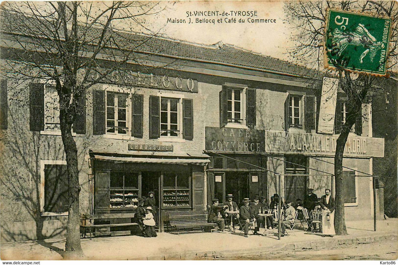 St Vincent De Tyrosse * Devanture Façade Maison J. BELLOCQ , Commerce De Chaussures Et Café Du Commerce - Saint Vincent De Tyrosse