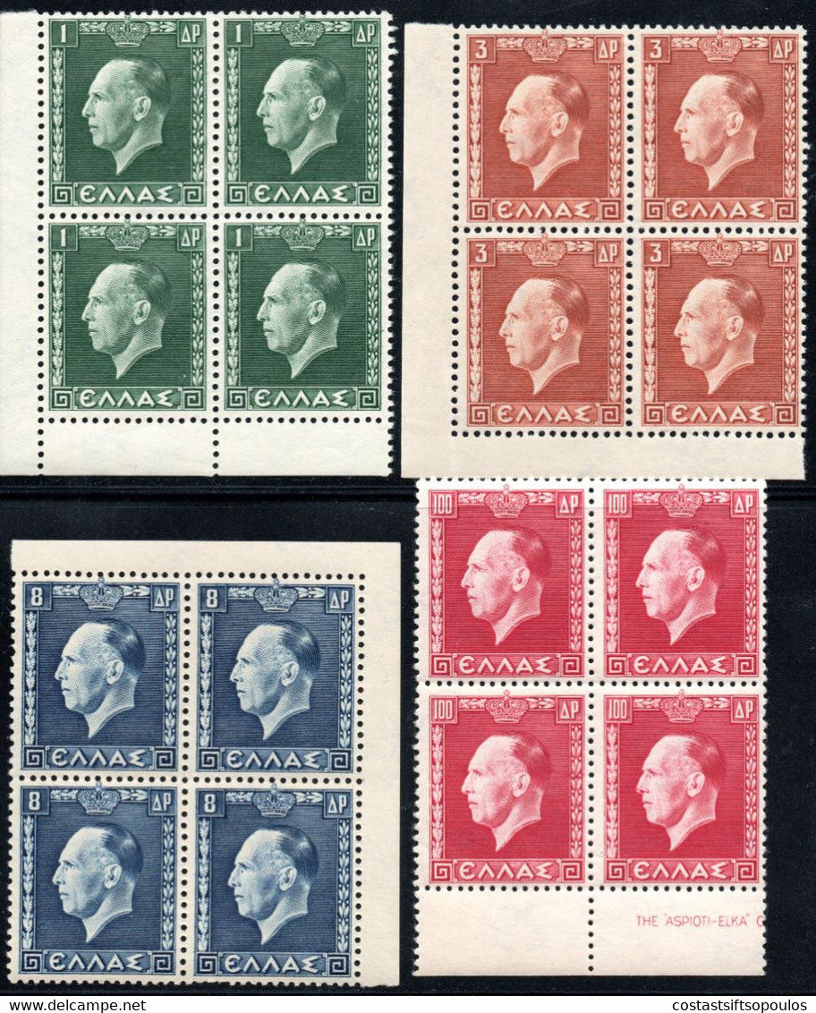 291.GREECE2.1937 KING GEORGE II,SC.391-394,HELLAS 535-538,MNH BLOCK OF 4 - Nuovi