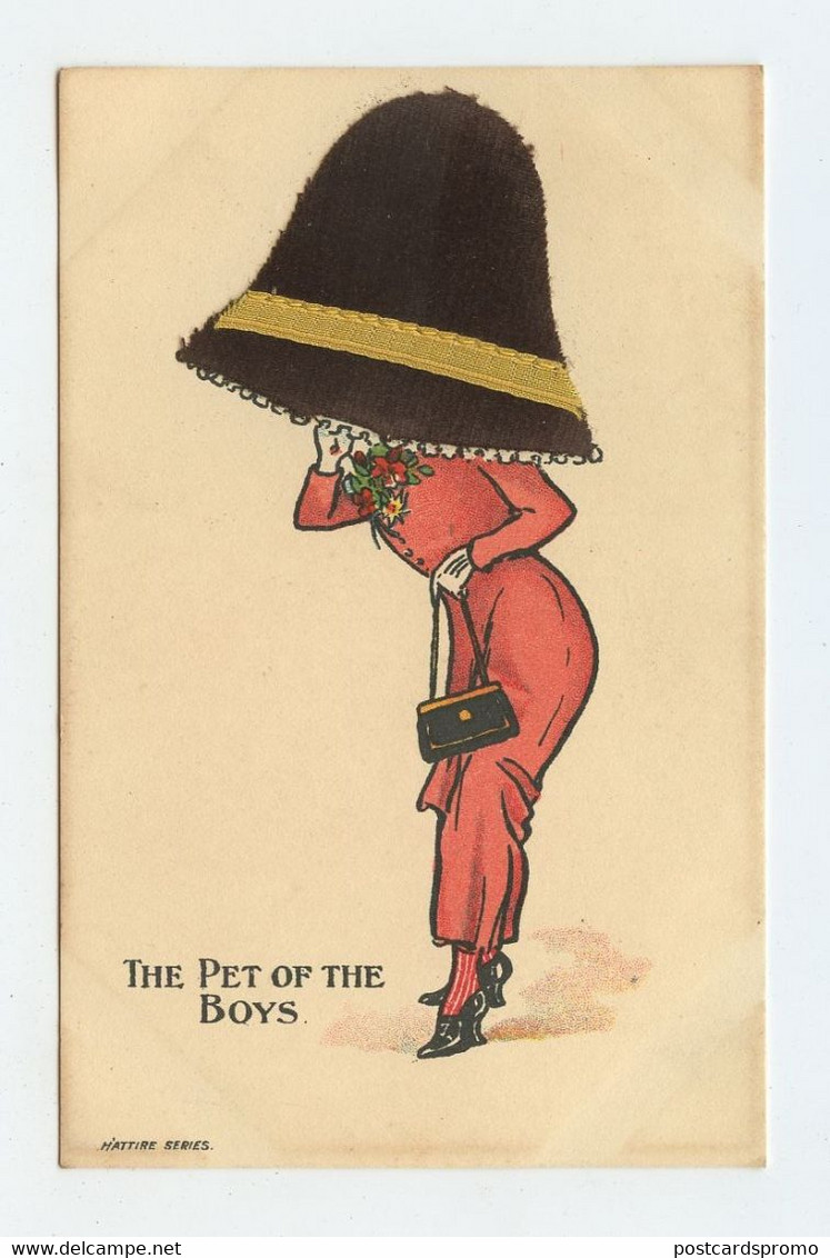 WITH FELT FABRIC IN THE HAT - Beautiful Lady, Woman -  " THE PET OF THE BOYS " ( 2 Scans ) - 1900-1949