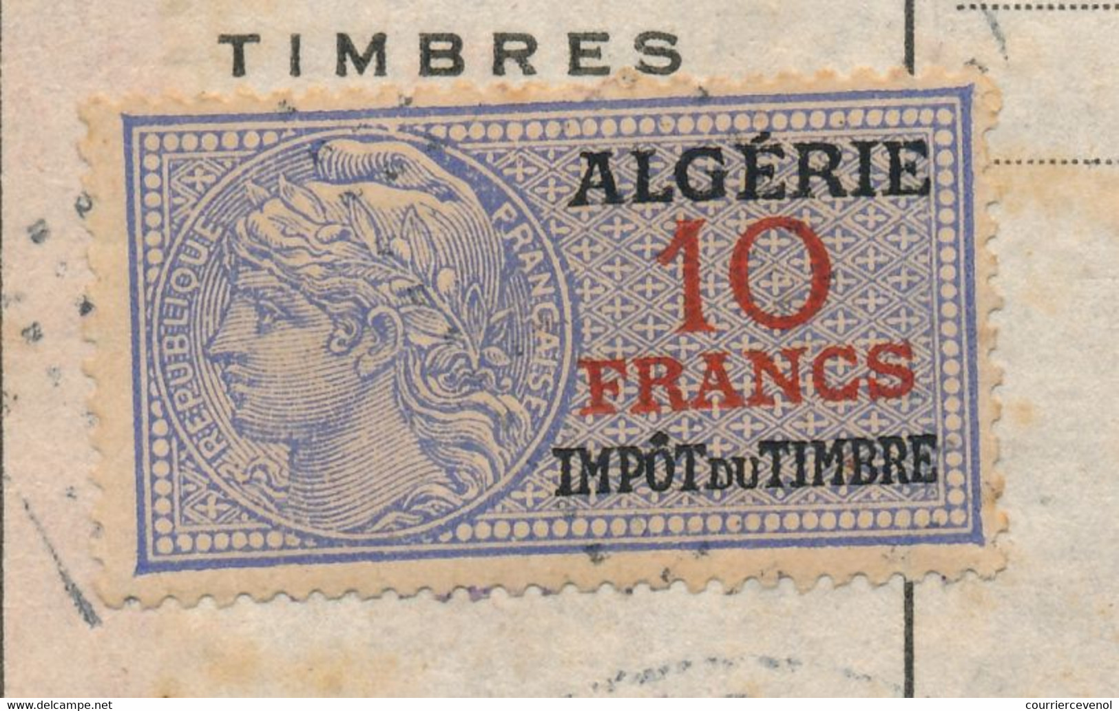 ALGERIE - Timbre Fiscal Type Daussy / Algérie 10F Sur Carte D'identité - 1949 - Documents Historiques