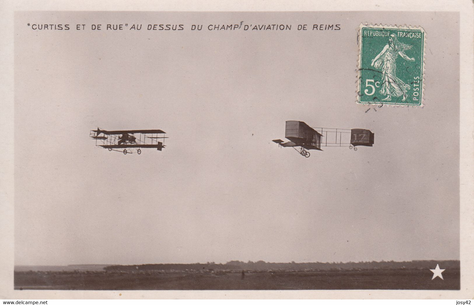 CURTISS ET DE RUE AU DESSUS DU CHAMP D'AVIATION DE REIMS - Altri & Non Classificati