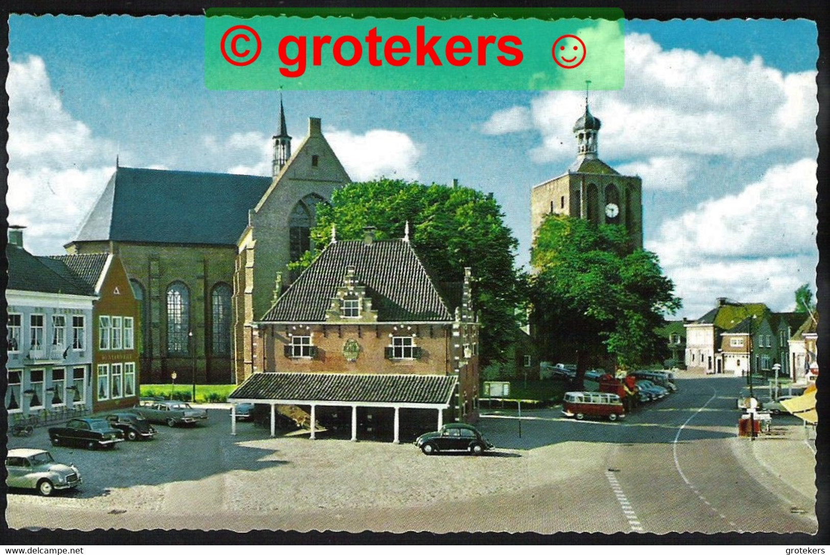 WORKUM Merk Met Waaggebouw , Kerk En Toren Ca 1965 ? - Workum