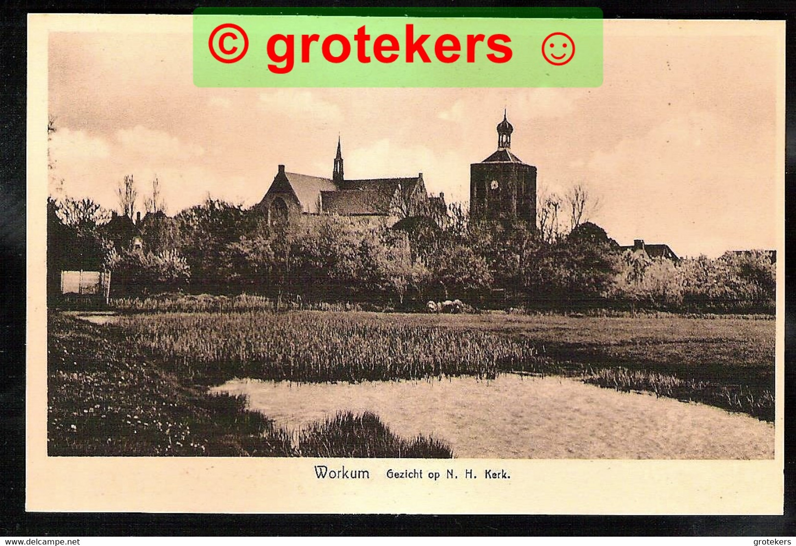 WORKUM Gezicht Op NH Kerk En Toren Ca 1935 - Workum