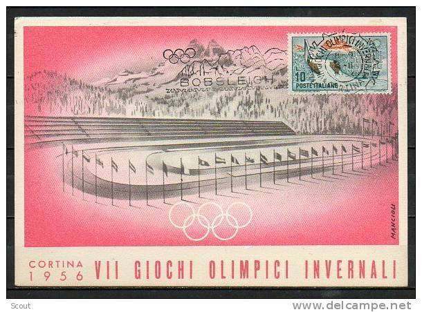 ITALIA  - ITALY - ITALIE - 03/02/1956 - CORTINA - GIOCHI OLIMPICI INVERNALI DI CORTINA - BOBSLEIGH - ANNULLO - Hiver 1956: Cortina D'Ampezzo