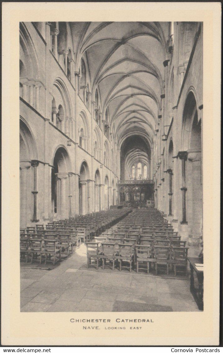 Nave, Looking East, Chichester Cathedral, Sussex, C.1940 - Tuck's Postcard - Chichester