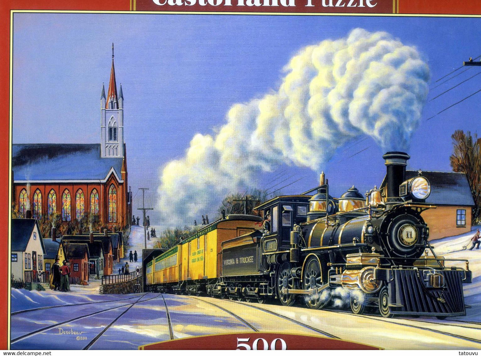 PUZZLE "Train De Noêl" 500 Pièces Editions Castorland 47cm Sur 33cm NEUF Avec CELLO* !! - Puzzles