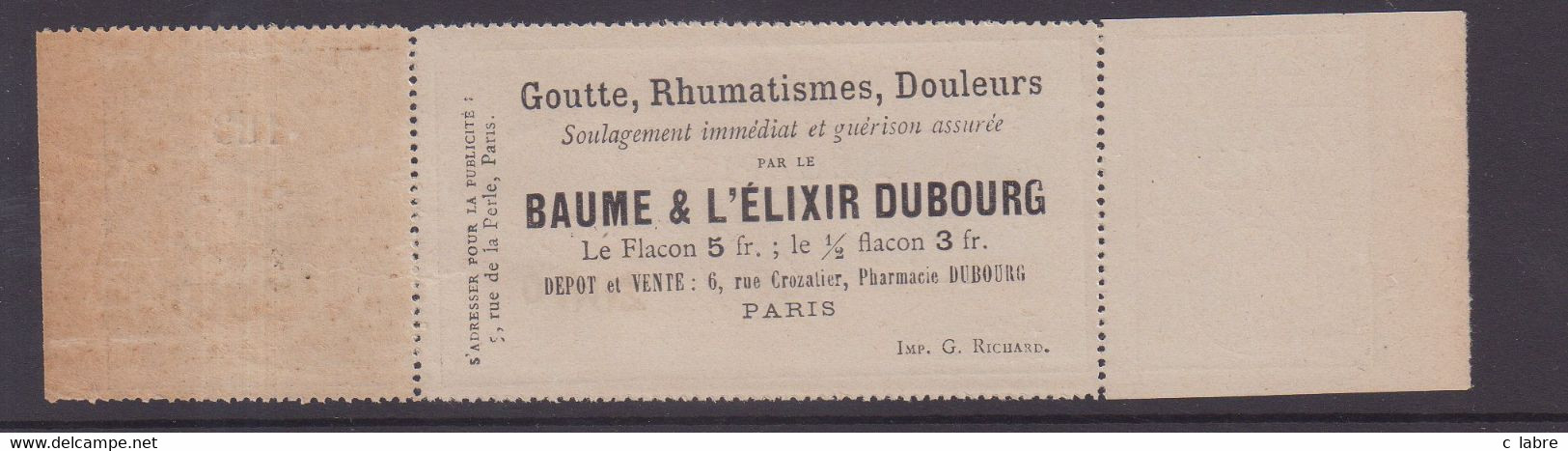 FRANCE : COLIS POSTAUX . DE PARIS POUR PARIS . N° 20 A SPINK . PUB . " ELIXIR DUBOURG " . 1894 . - Neufs