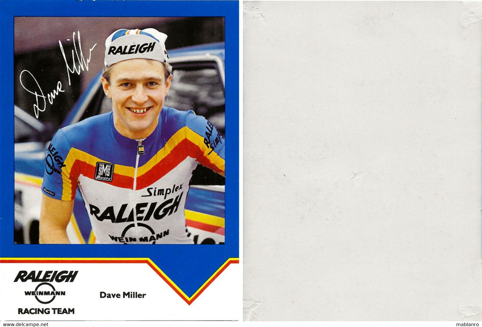 CARTE  CYCLISME DAVE MILLER TEAM RALEIGH 1984 ( VOIR PARTIE ARRIERE ) - Ciclismo