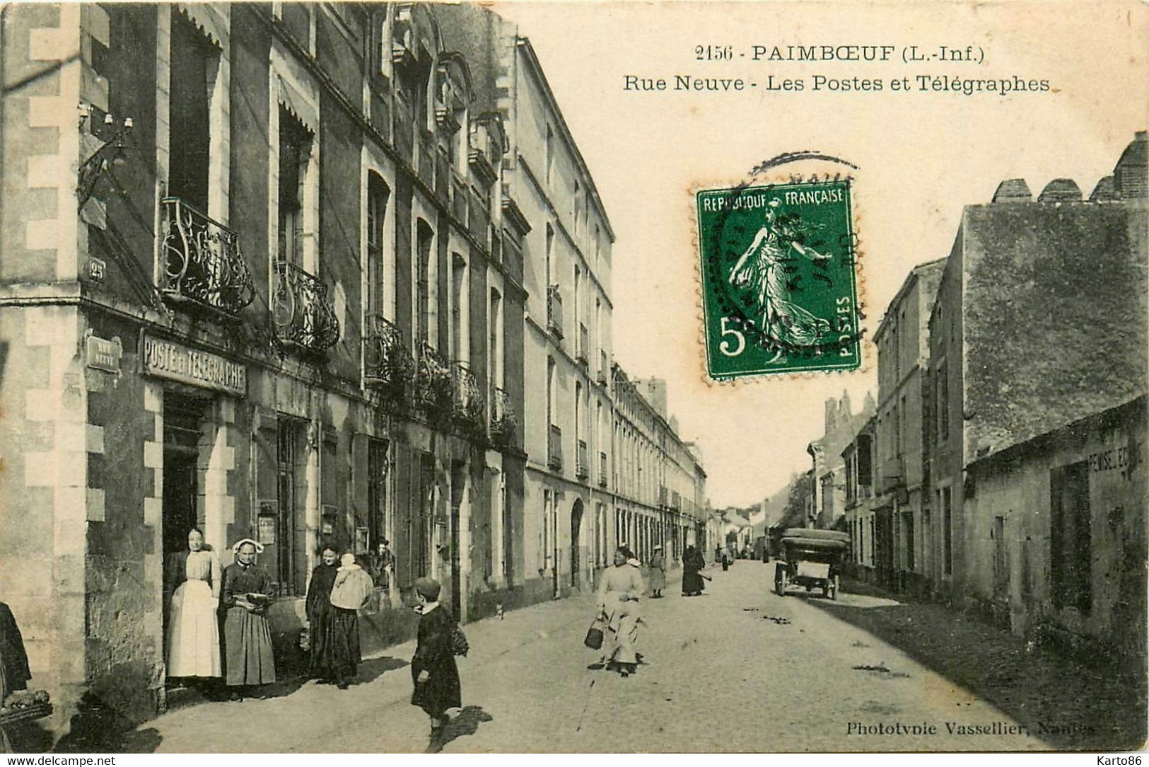 Paimboeuf * La Rue Neuve * Les Postes Et Télégraphes * Ptt * Villageois - Paimboeuf