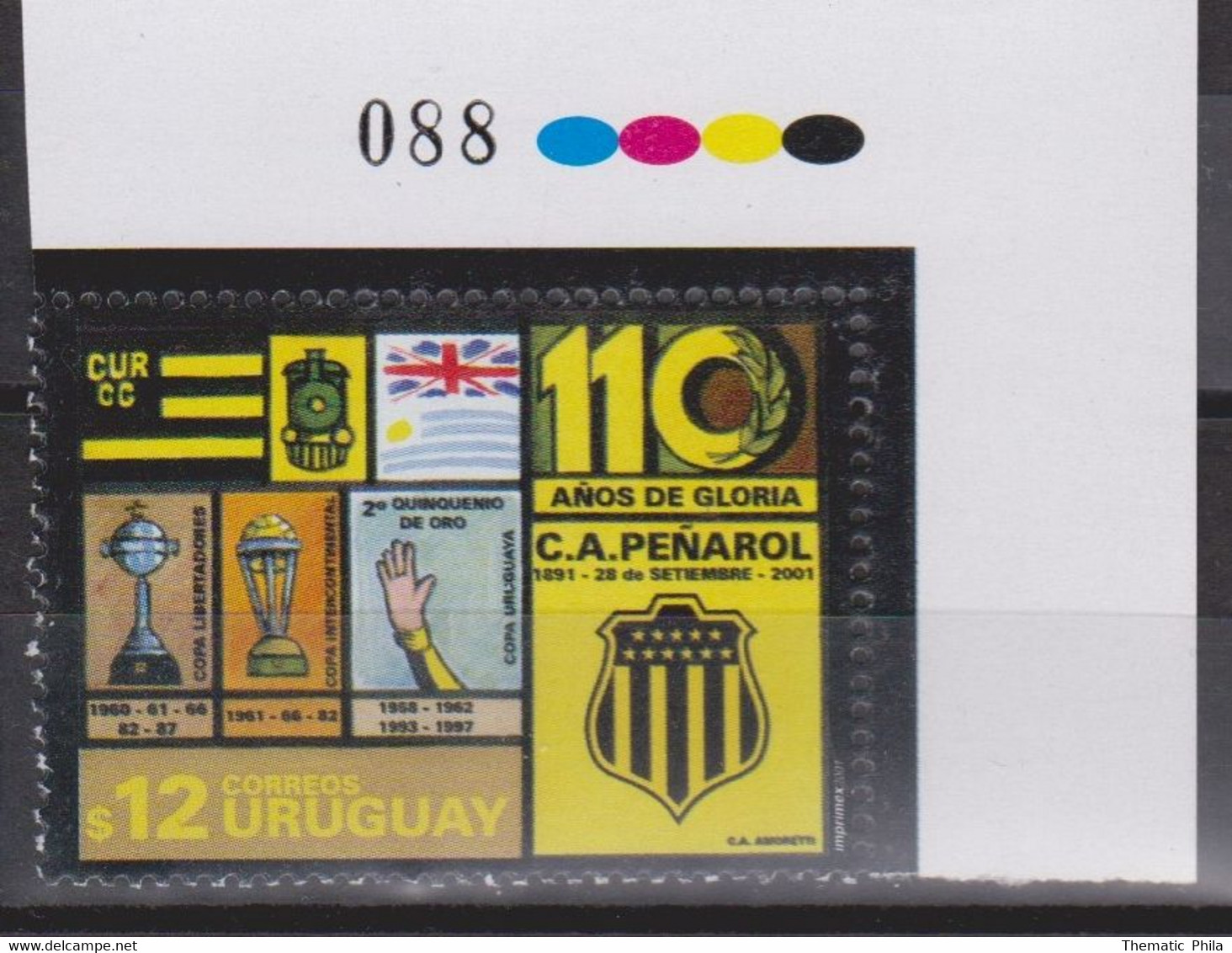 Uruguay 2001 Mnh - Soccer Futbol Football -110 Years Peñarol Club - World Champion  -Yvert 1996  S22-8 - Uruguay