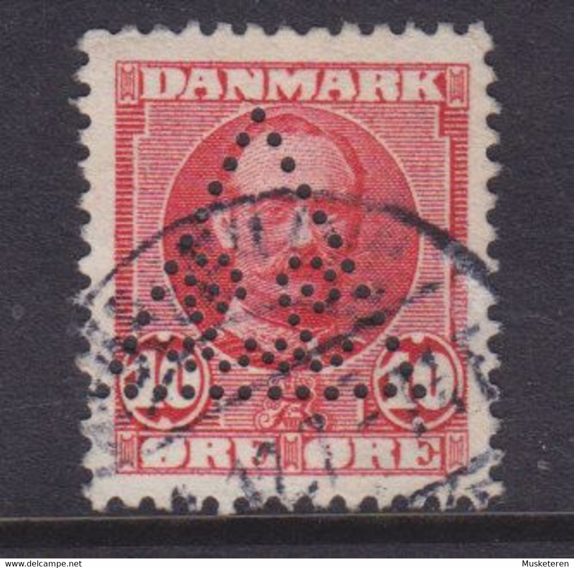 Denmark Perfin Perforé Lochung (L46) 'LL In Triangle' Lund & Lawerentz A/S København Mi. 54 Frederik VIII. Stamp - Variedades Y Curiosidades