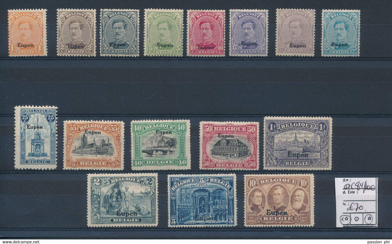 BELGIUM COB OC84/100 MNH/LH MIXED SET (10C/20C AND 35C HINGED) - OC55/105 Eupen & Malmédy