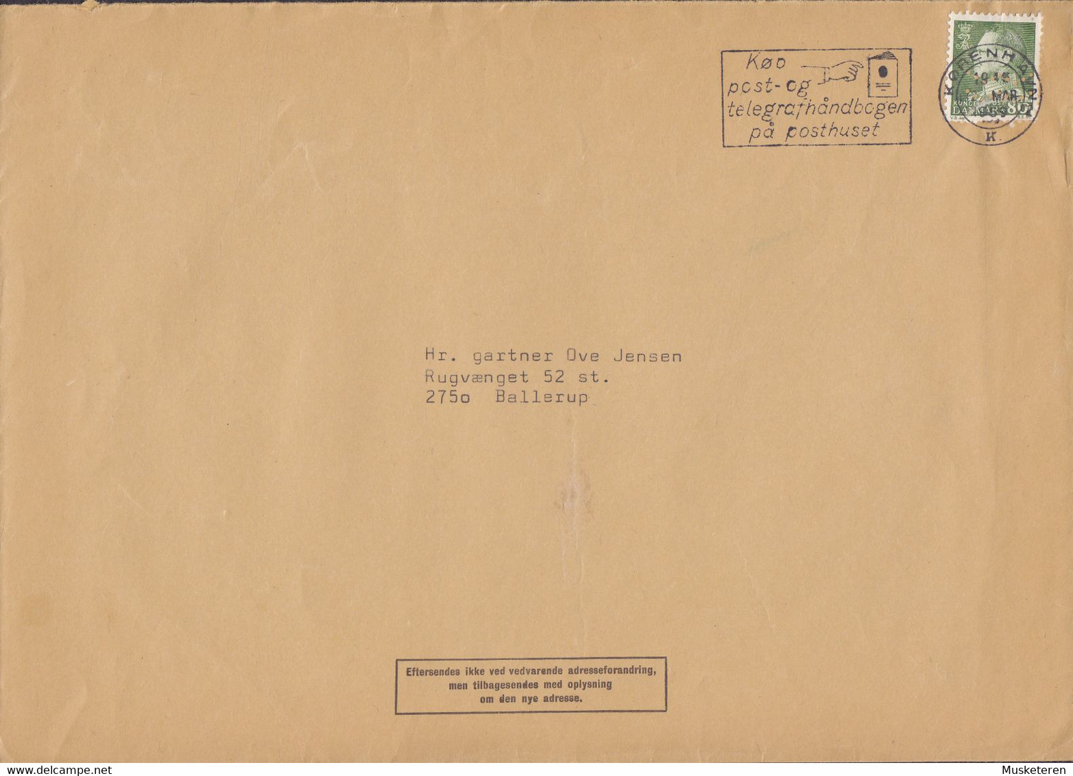 Denmark Perfin Perforé Lochung (Fig04a) 'ww' Københavns Kommune, KØBENHAVNS BEGRAVELSESVÆSEN 1969 Cover Brief - Abarten Und Kuriositäten