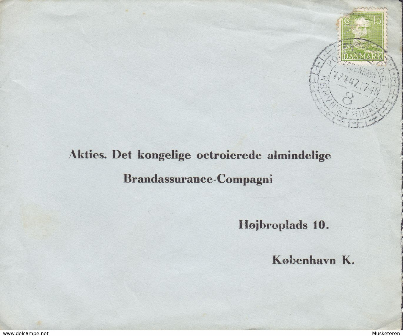 Denmark Perfin Perforé Lochung (K19) 'K.F.' Københavns Frihavns-Aktieselskab, KØBENHAVNS FRIHAVN 1947 Cover Brief - Variétés Et Curiosités