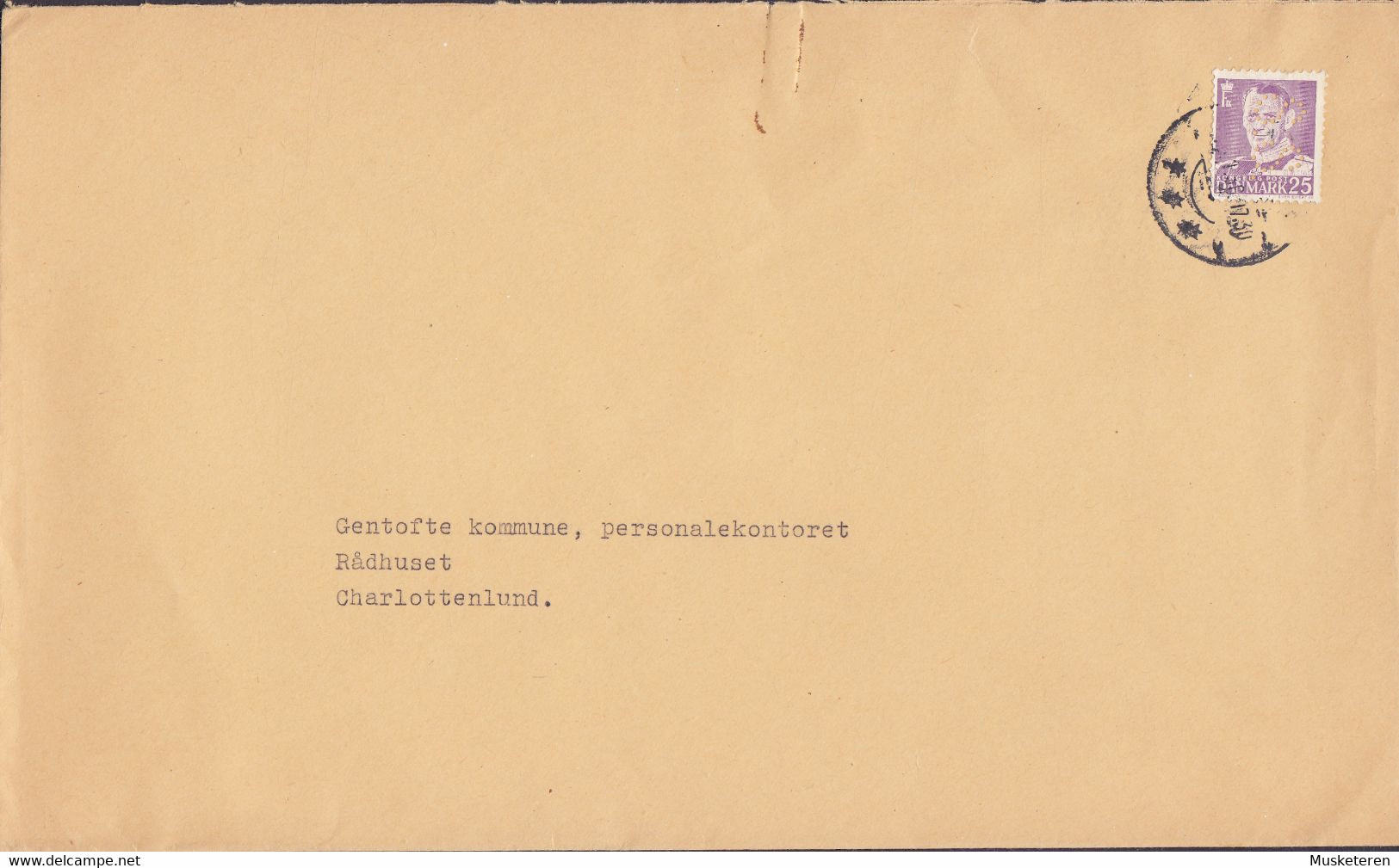 Perfin Perforé Lochung (S52a) 'S.S.' SØLLERØD Sogneraad KOMMUNEKONTOR 1950 Cover Brief GENTOFTE Kommune CHARLOTTENLUND - Errors, Freaks & Oddities (EFO)